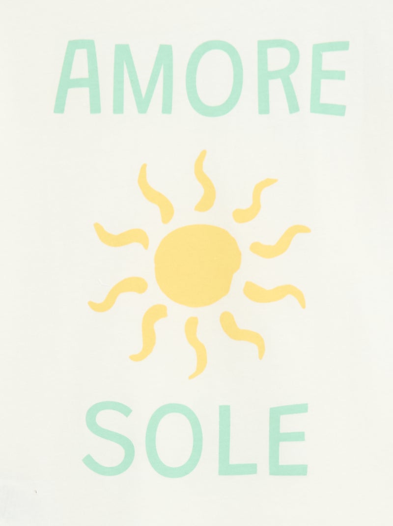 Pijama curto de 2 peças: Calções e T-shirt Branco - Kiabi