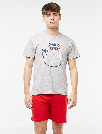 Pijama curto de 2 peças com estampado divertido