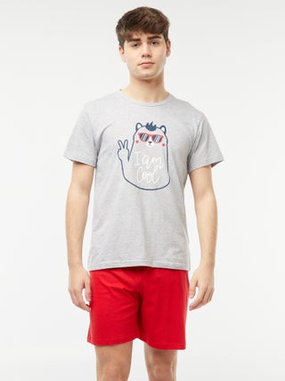 Pijama curto de 2 peças com estampado divertido