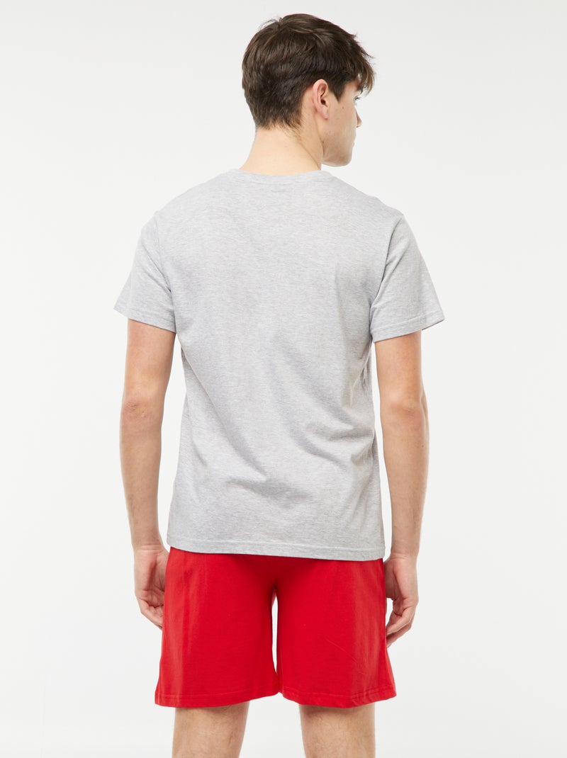 Pijama curto de 2 peças com estampado divertido CINZA - Kiabi