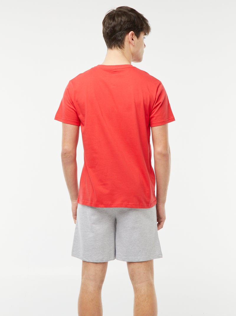 Pijama curto de 2 peças com estampado gamer VERMELHO - Kiabi