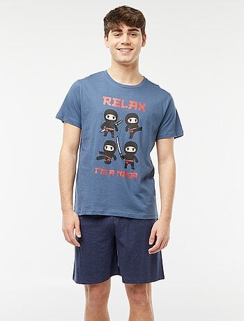 Pijama curto de 2 peças com estampado ninja