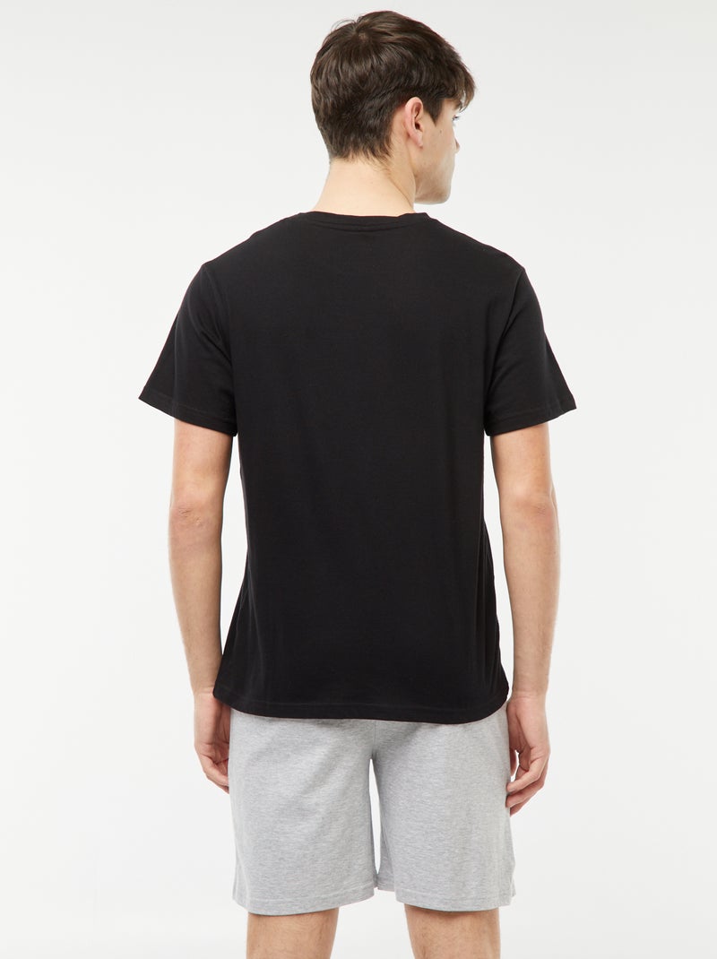Pijama curto de 2 peças com estampado PRETO - Kiabi