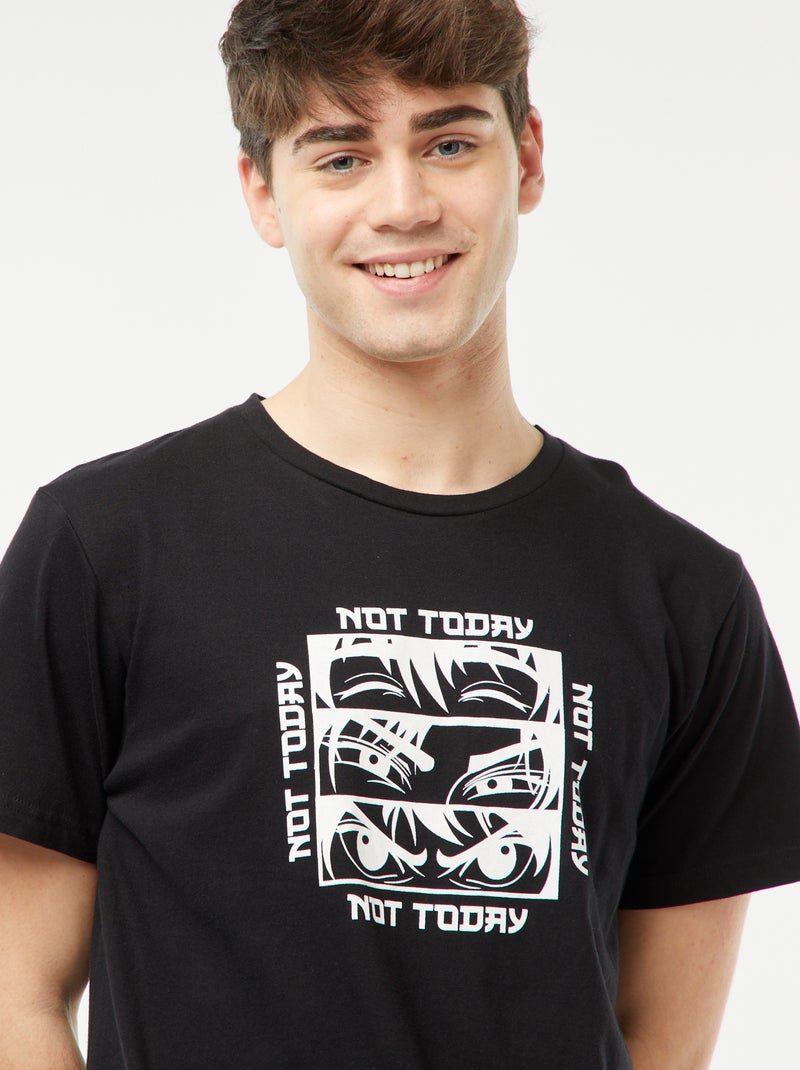 Pijama curto de 2 peças com estampado PRETO - Kiabi