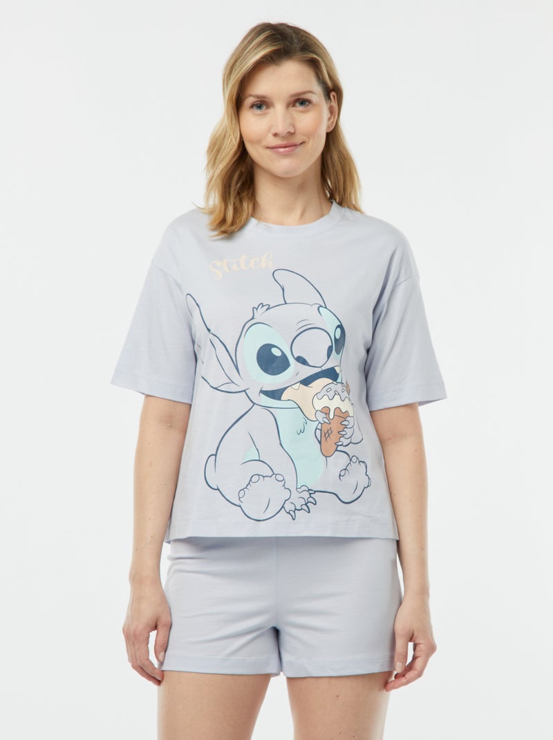 Pijama curto de 2 peças com estampado 'Stitch' AZUL - Kiabi