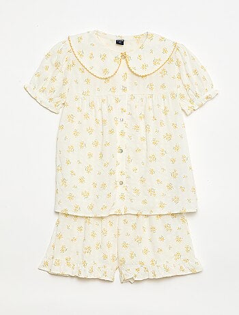 Pijama curto de 2 peças com folhos