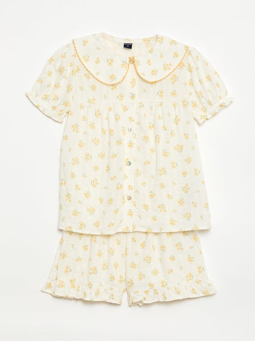 Pijama curto de 2 peças com folhos - Kiabi