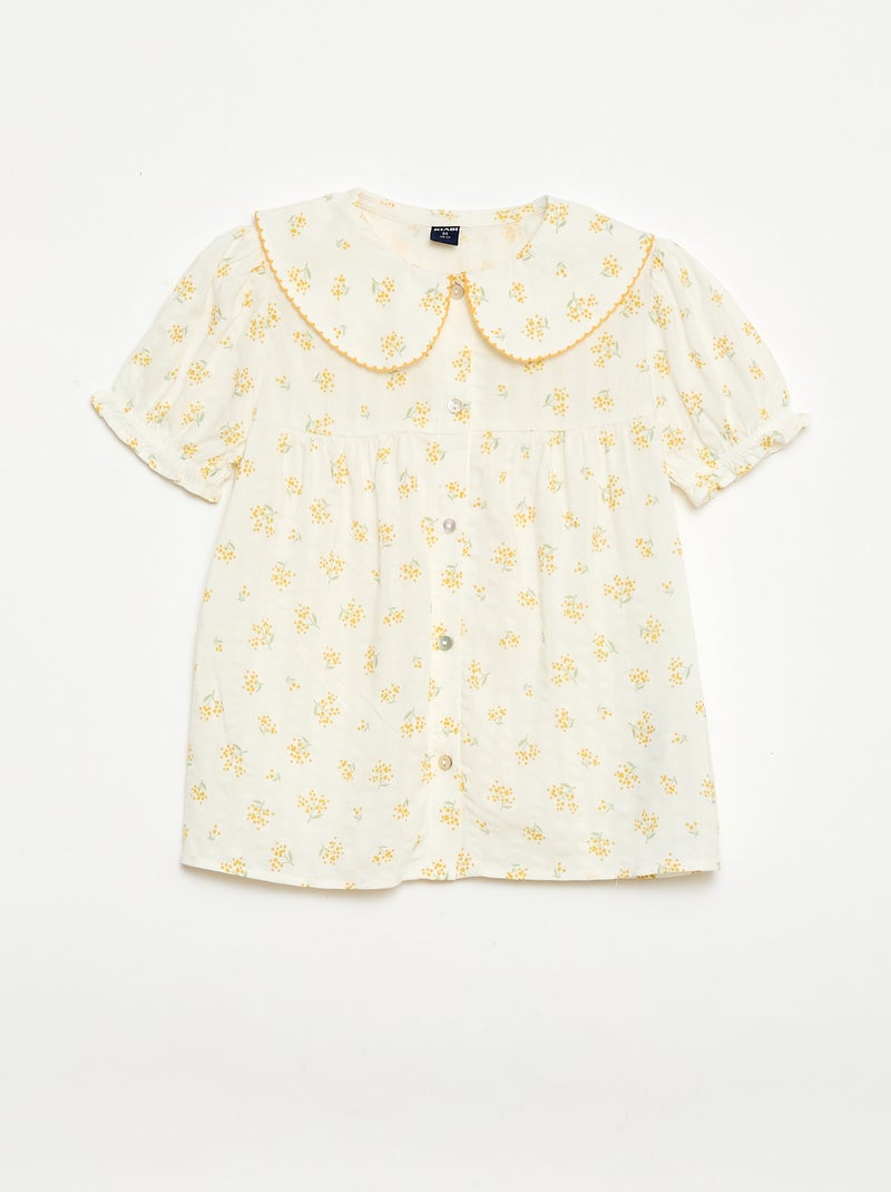 Pijama curto de 2 peças com folhos Cru - Kiabi