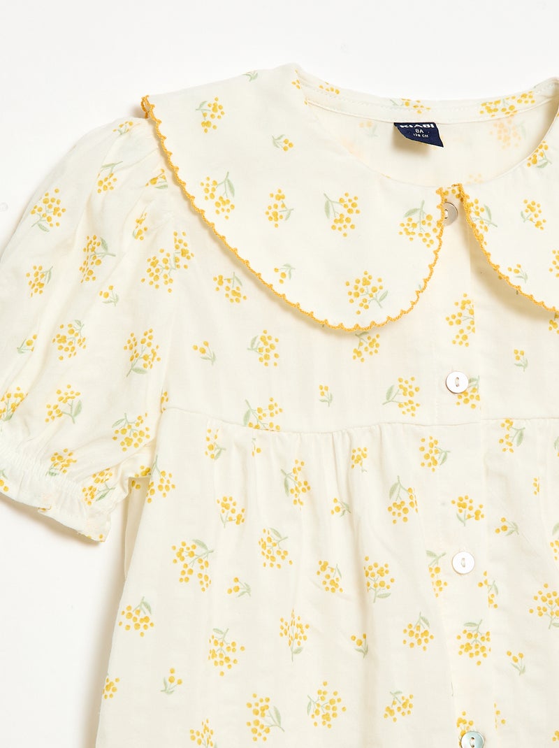 Pijama curto de 2 peças com folhos Cru - Kiabi