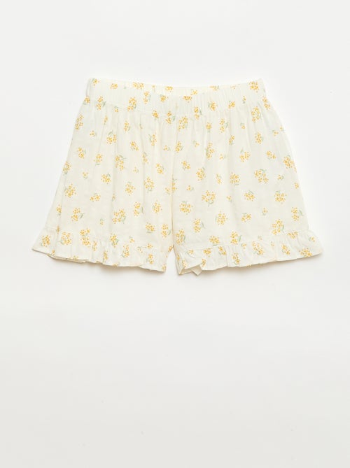 Pijama curto de 2 peças com folhos - Kiabi