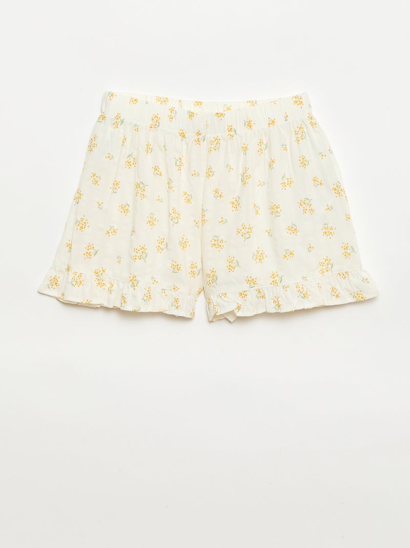 Pijama curto de 2 peças com folhos Cru - Kiabi