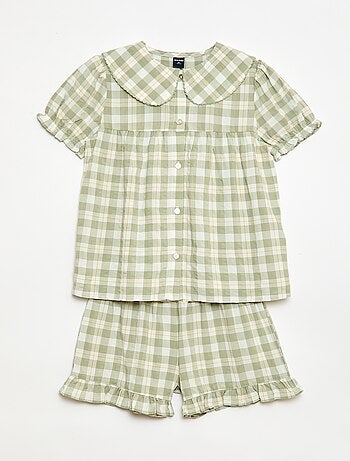 Pijama curto de 2 peças com folhos