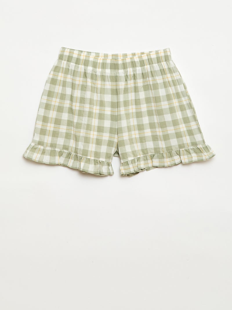 Pijama curto de 2 peças com folhos Verde - Kiabi