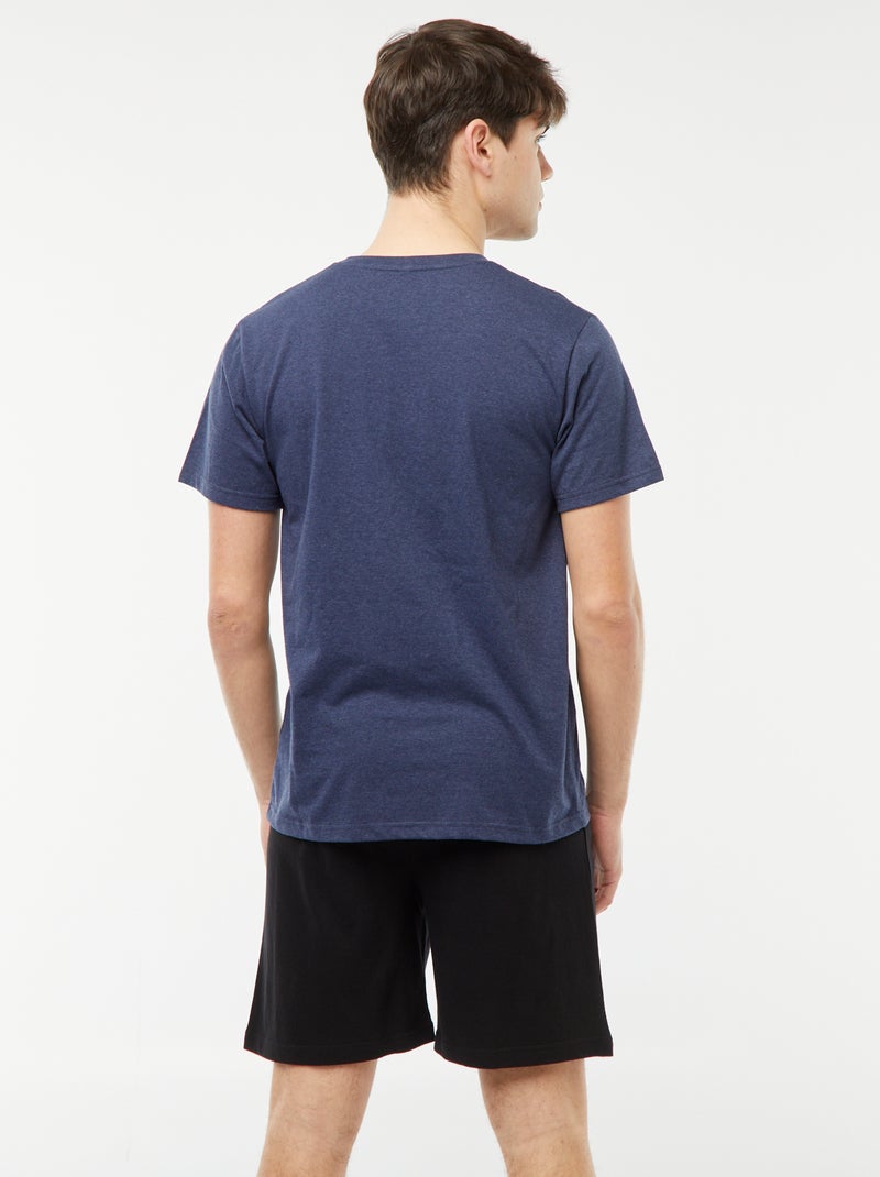 Pijama curto de 2 peças com mensagem AZUL - Kiabi