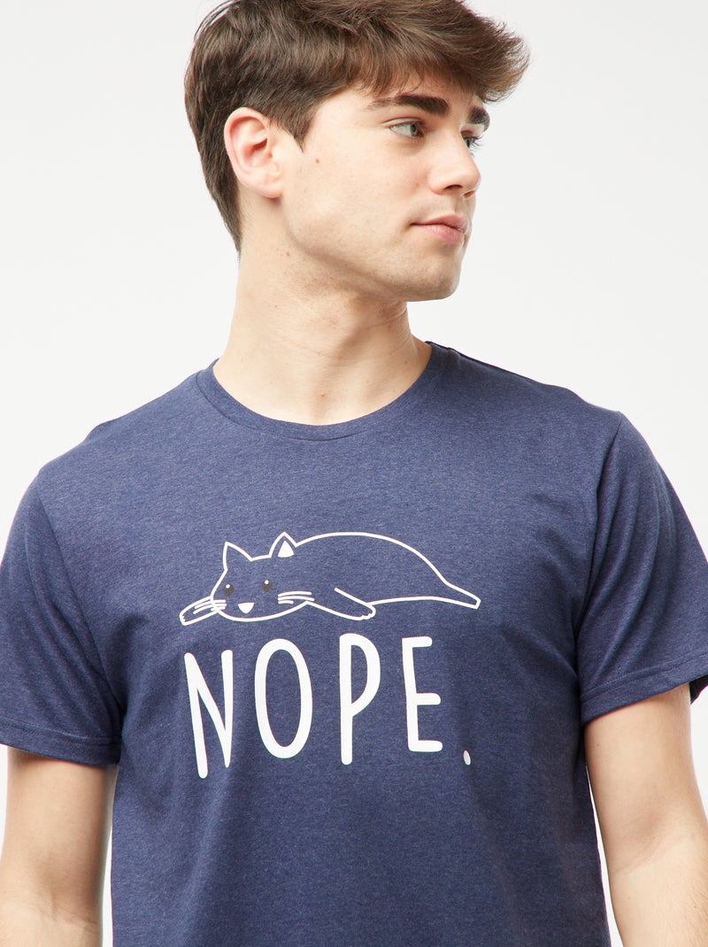 Pijama curto de 2 peças com mensagem AZUL - Kiabi