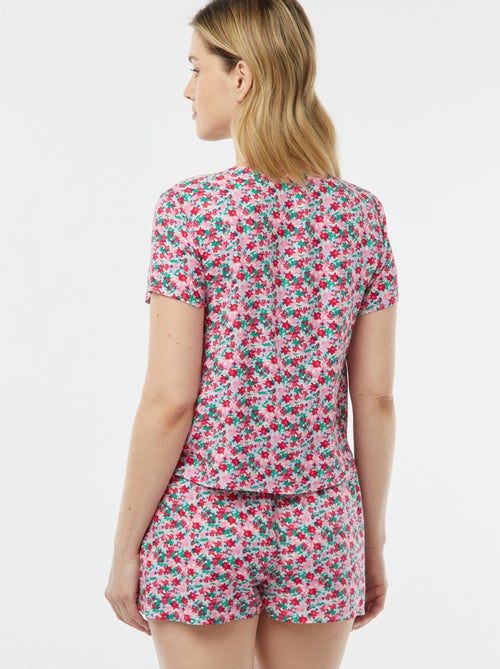 Pijama curto de 2 peças com t-shirt para atar - Kiabi