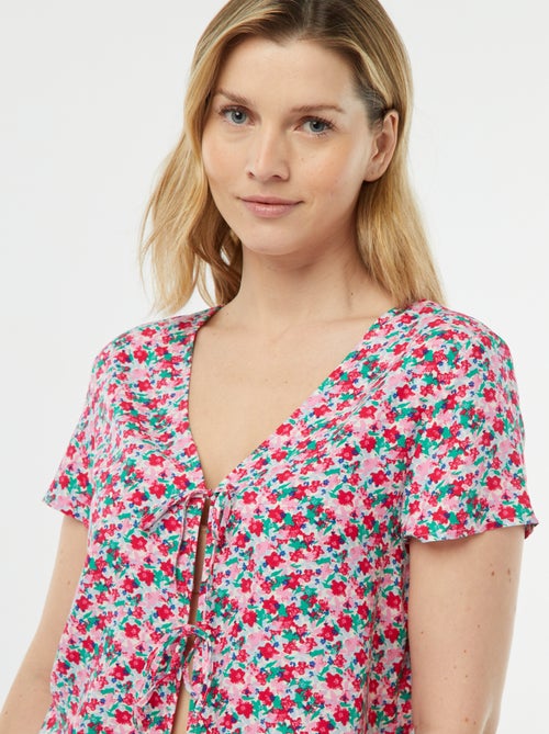 Pijama curto de 2 peças com t-shirt para atar - Kiabi