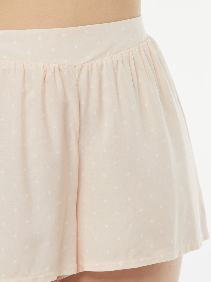 Pijama curto de 2 peças com t-shirt para atar ROSA - Kiabi