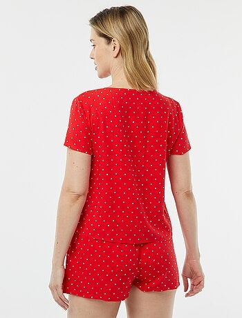 Pijama curto de 2 peças com t-shirt para atar