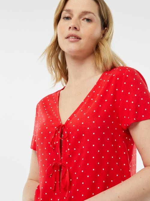 Pijama curto de 2 peças com t-shirt para atar - Kiabi