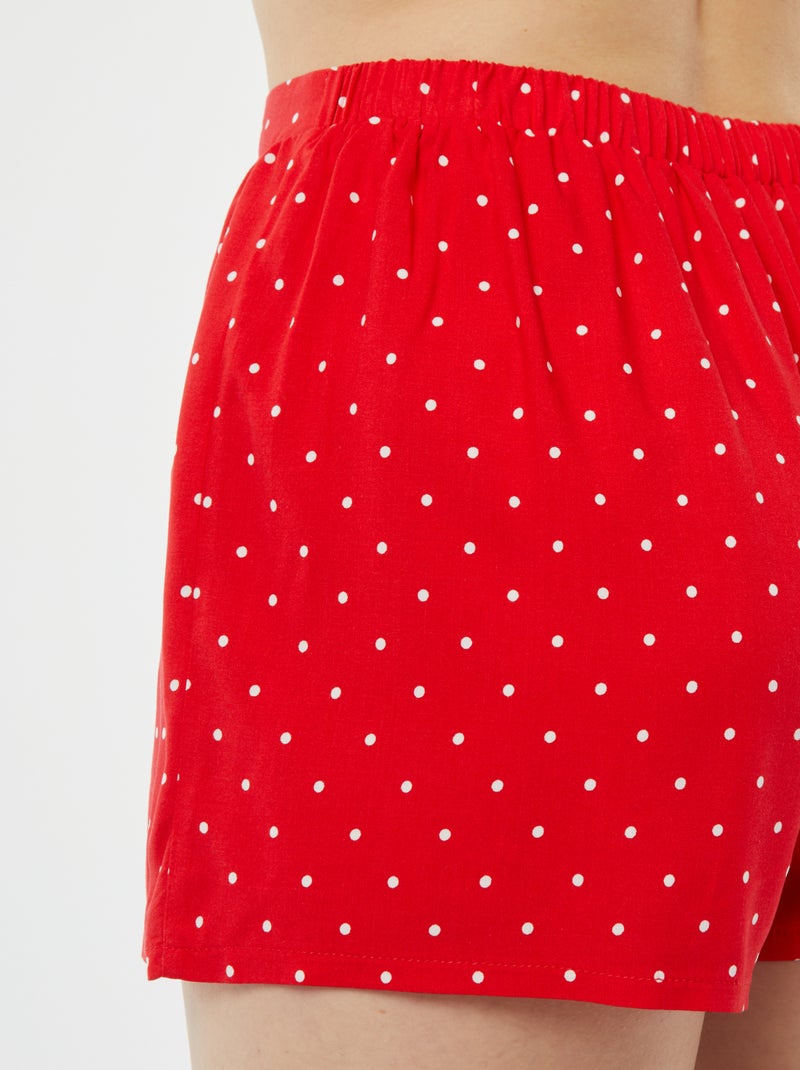 Pijama curto de 2 peças com t-shirt para atar VERMELHO - Kiabi