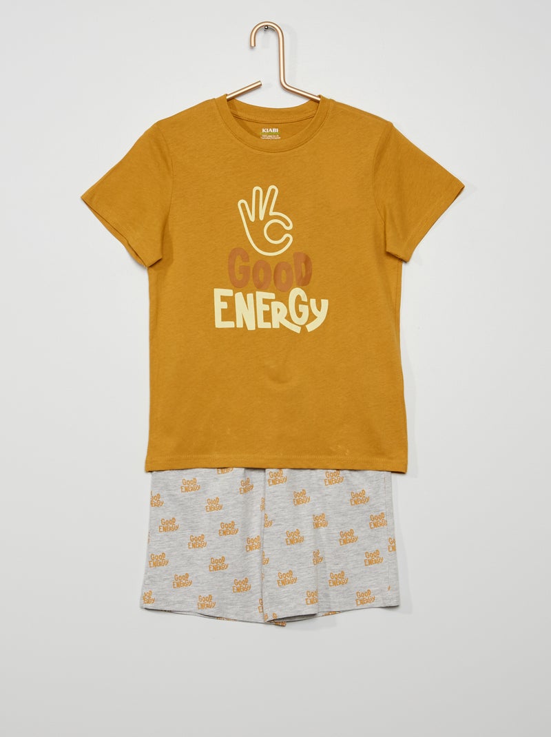 Pijama curto de 2 peças em jersey AMARELO - Kiabi