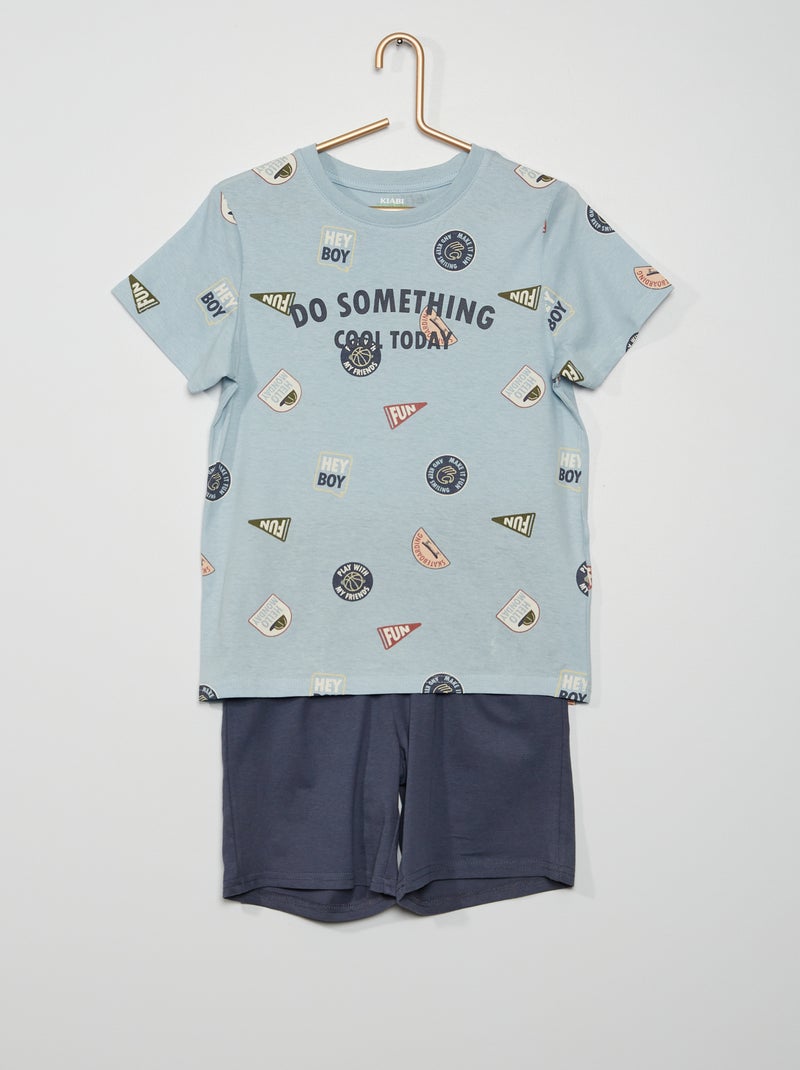 Pijama curto de 2 peças em jersey AZUL - Kiabi