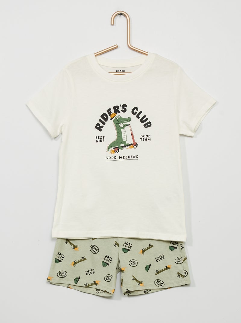 Pijama curto de 2 peças em jersey BRANCO - Kiabi