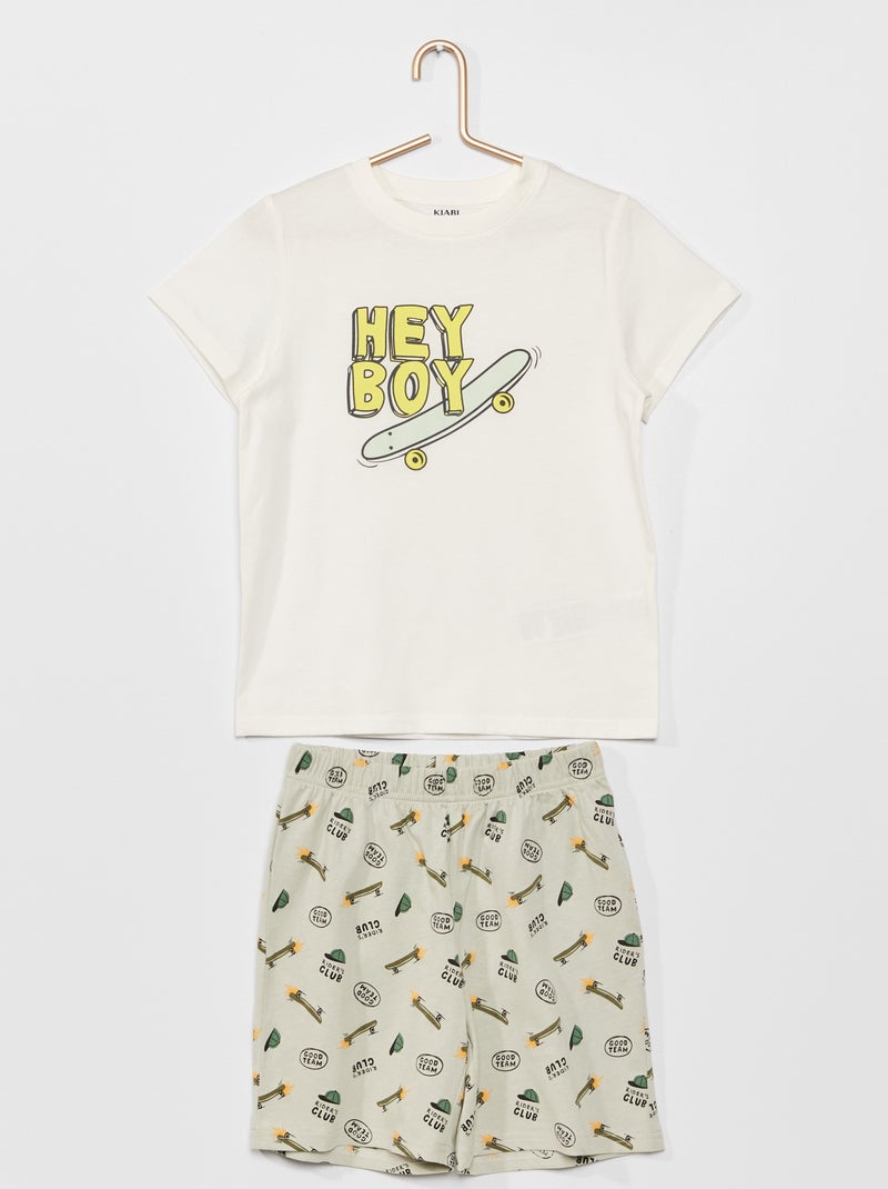 Pijama curto de 2 peças em jersey BRANCO - Kiabi