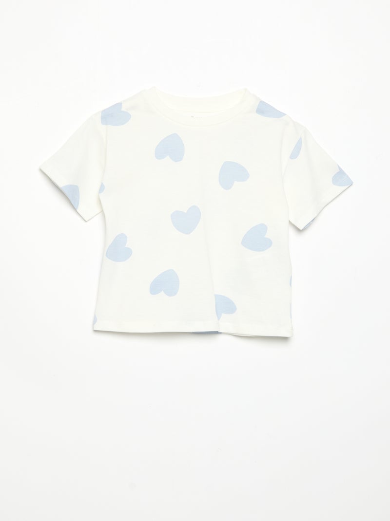 Pijama curto de 2 peças em jersey estampado Branco - Kiabi