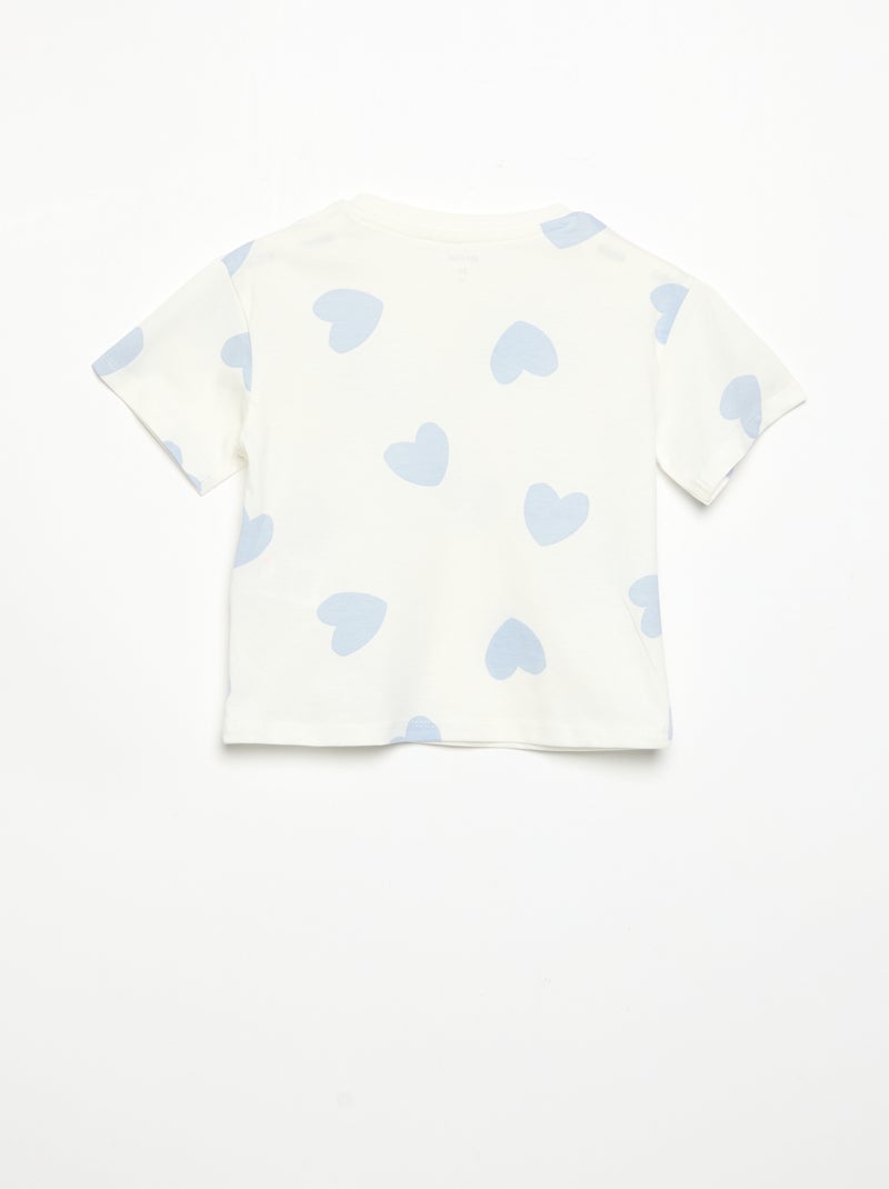 Pijama curto de 2 peças em jersey estampado Branco - Kiabi