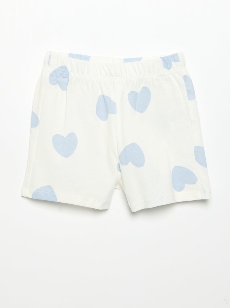 Pijama curto de 2 peças em jersey estampado Branco - Kiabi