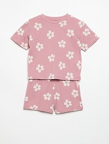 Pijama curto de 2 peças em jersey estampado