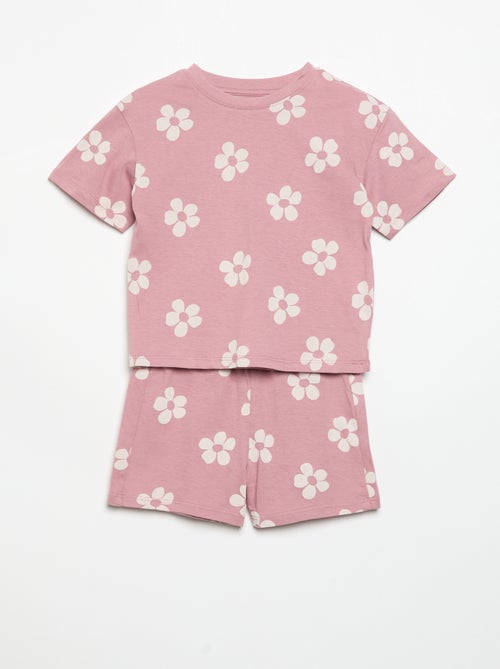Pijama curto de 2 peças em jersey estampado - Kiabi