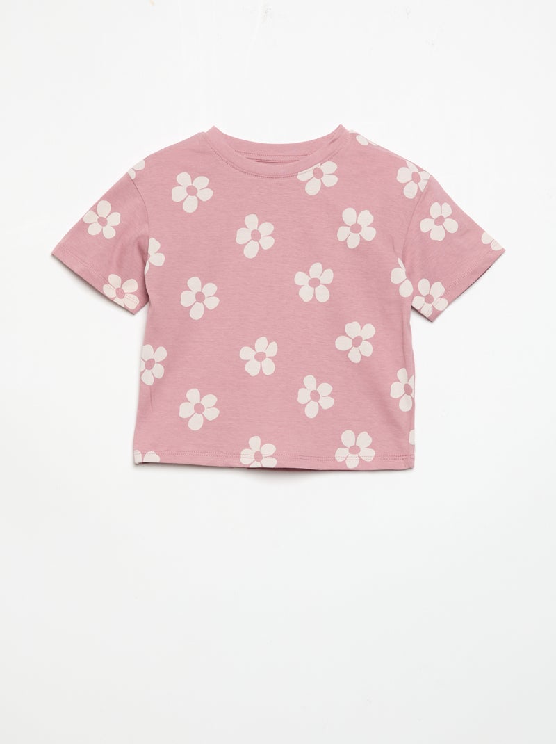 Pijama curto de 2 peças em jersey estampado Rosa - Kiabi