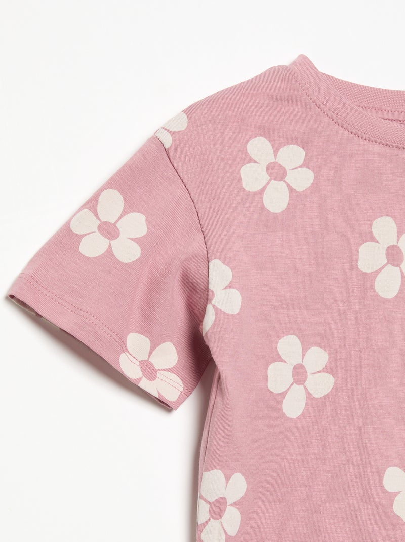 Pijama curto de 2 peças em jersey estampado Rosa - Kiabi