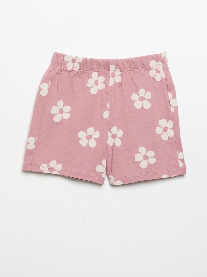 Pijama curto de 2 peças em jersey estampado Rosa - Kiabi