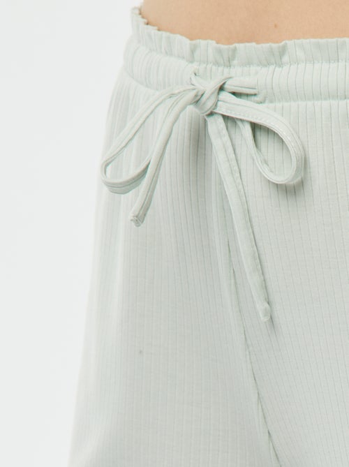 Pijama curto de 2 peças em malha nervurada - Kiabi