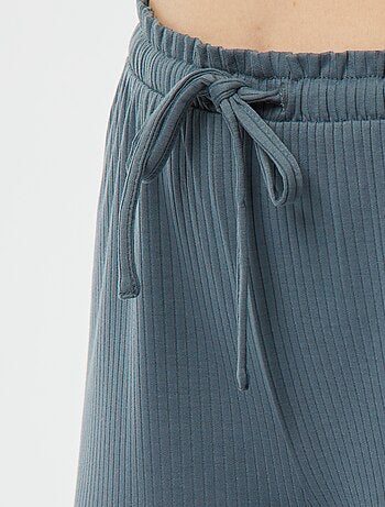 Pijama curto de 2 peças em malha nervurada