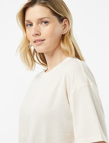 Pijama curto de 2 peças em malha nervurada