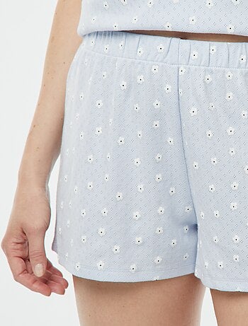 Pijama curto de 2 peças em malha pointelle