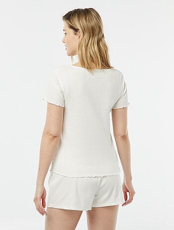 Pijama curto de 2 peças em malha pointelle