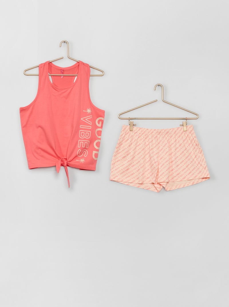 Pijama curto de 2 peças Rosa - Kiabi