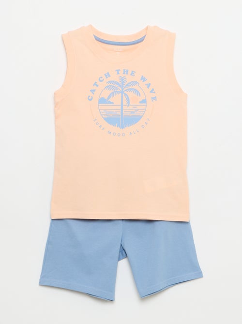 Pijama curto de alças + calções - 2 peças - Kiabi Pijama curto de alças + calções - 2 peças - Kiabi