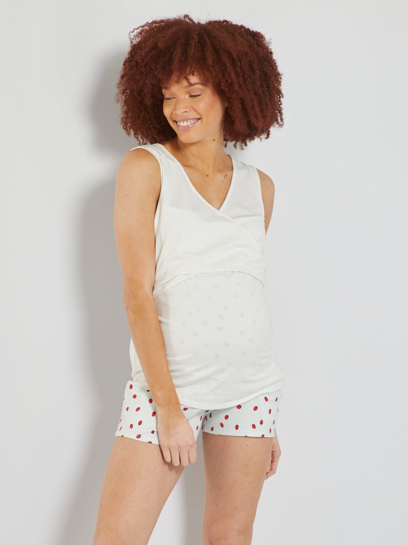 Pijama curto de grávida e amamentação AZUL - Kiabi