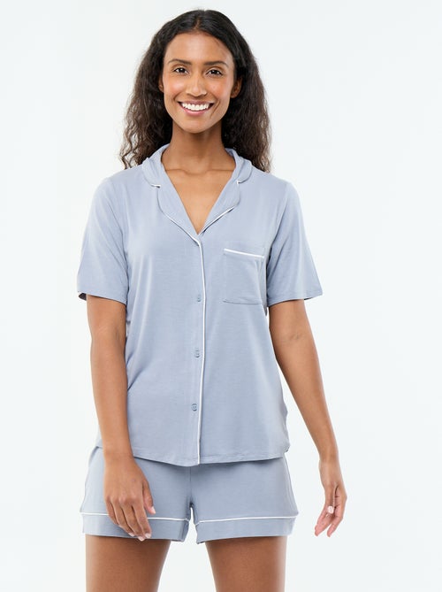 Pijama curto de viscose mesclada - 2 peças - Kiabi
