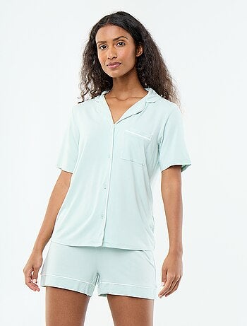 Pijama curto de viscose mesclada - 2 peças