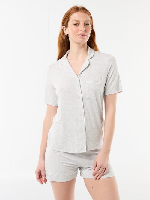 Pijama curto de viscose mesclada - 2 peças - Kiabi