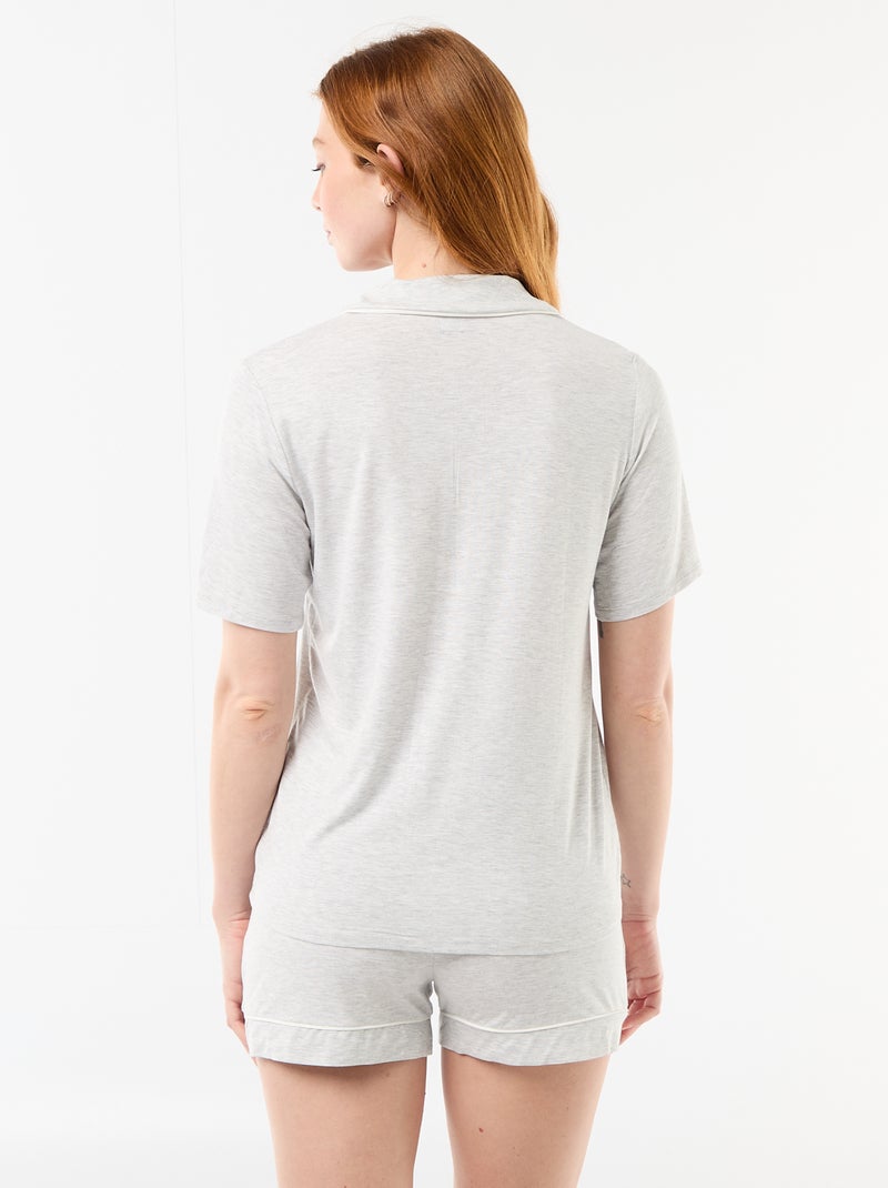 Pijama curto de viscose mesclada - 2 peças Cinza - Kiabi