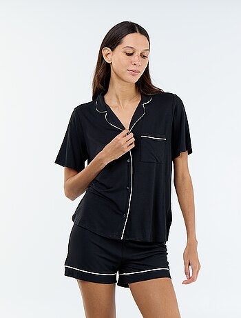 Pijama curto de viscose mesclada - 2 peças